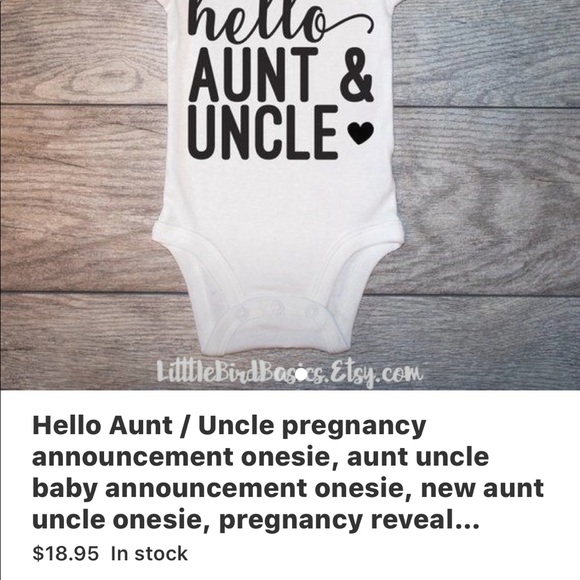 Custom “Hello Aunt & Uncle” 3M Onsie Announcement - Picture 2 of 4